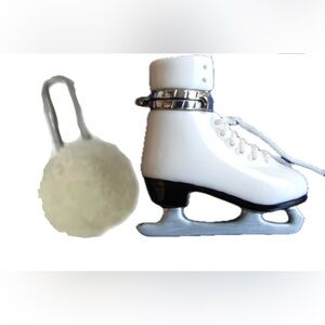 NWOT NEW PHB Collection Hinged Ceramic Trinket Jewelry Box Ice Skate & Ear Muffs